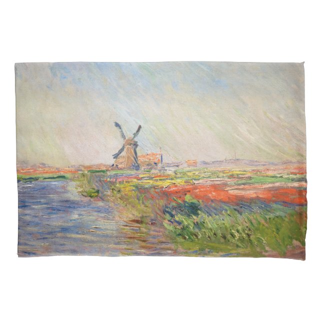 Claude Monet - Field of Tulips in Holland Pillow Case (Front)
