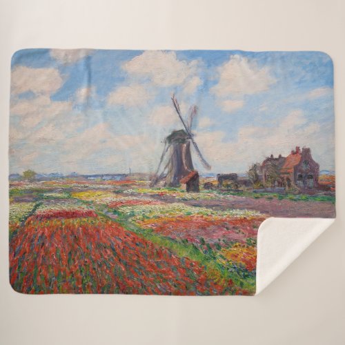 Claude Monet _ Field of Tulips in Holland Sherpa Blanket