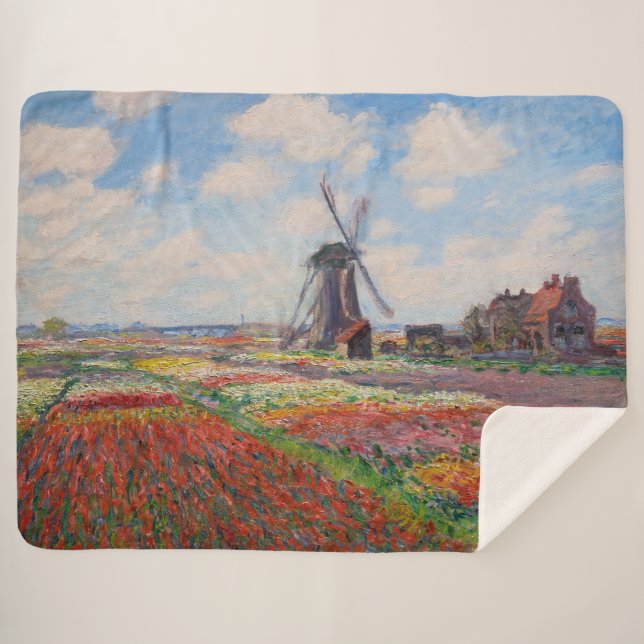 Claude Monet - Field of Tulips in Holland Sherpa Blanket (Front (Horizontal))