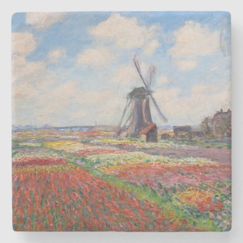 Claude Monet _ Field of Tulips in Holland Stone Coaster