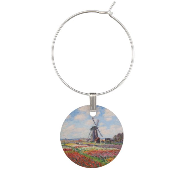 Claude Monet - Field of Tulips in Holland Wine Charm (Front)