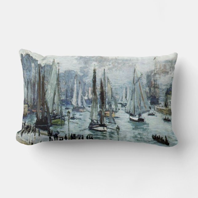 Claude Monet Fishing Boats Leaving the Harbor  Lumbar Pillow (Front)
