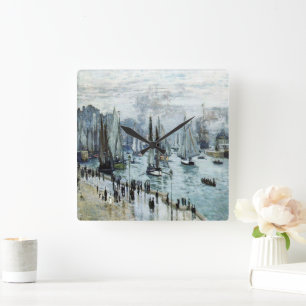 Claude Monet Fishing Boats Leaving the Harbor Square Wall Clock