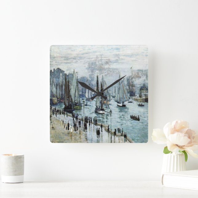 Claude Monet Fishing Boats Leaving the Harbor  Square Wall Clock (Home)