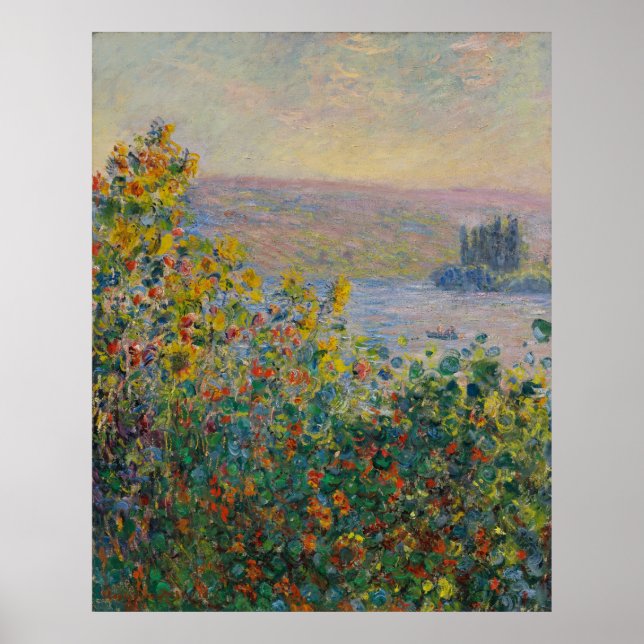 Claude Monet ~ Flower Beds At Vetheuil Poster (Front)
