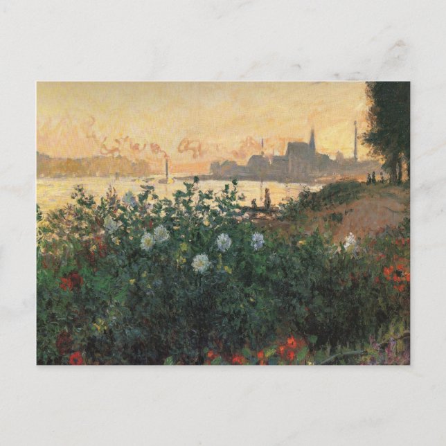 Claude Monet - Flowered Riverbank, Argenteuil Postcard (Front)