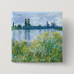 Claude Monet - Flowers on the Banks Button