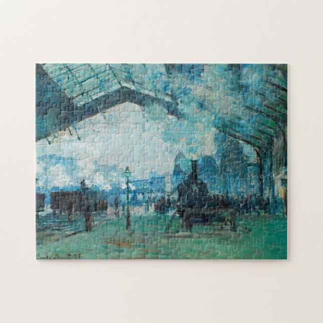 Claude Monet French Train Railroad Travel Art Jigsaw Puzzle (Horizontal)