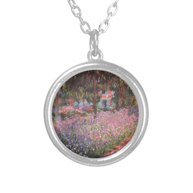 Claude Monet // Garden at Giverny Silver Plated Necklace (Front)