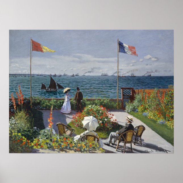 Claude Monet Garden at Sainte-Adresse Art Print (Front)