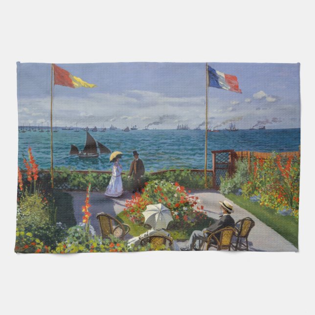 Claude Monet - Garden at Sainte-Adresse Kitchen Towel (Horizontal)