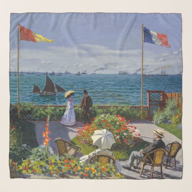 Claude Monet - Garden at Sainte-Adresse Scarf (Front (Horizontal))