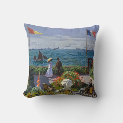Claude Monet _ Garden at Sainte_Adresse Throw Pillow