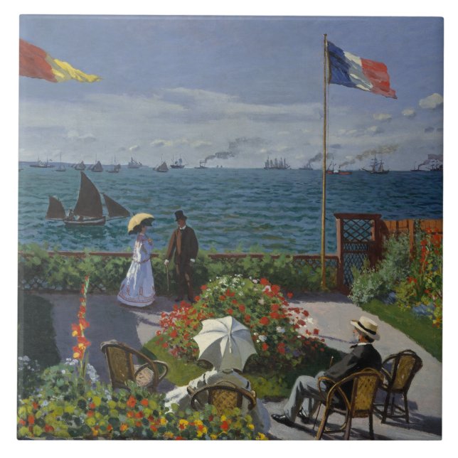 Claude Monet - Garden at Sainte-Adresse Tile (Front)