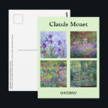 Claude Monet - Giverny Masterpieces Selection Postcard<br><div class="desc">Claude Monet - Giverny Masterpieces Selection
 - Lilac Irises,  1914-1917
 - Artist's Garden at Giverny,  1900
 - Iris Garden at Giverny,  1899-1900
 - Water Lily pond,  Green Harmony,  1899</div>