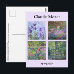Claude Monet - Giverny Masterpieces Selection Postcard<br><div class="desc">Claude Monet - Giverny Masterpieces Selection
 - Lilac Irises,  1914-1917
 - Artist's Garden at Giverny,  1900
 - Iris Garden at Giverny,  1899-1900
 - Water Lily pond,  Green Harmony,  1899</div>