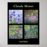 Claude Monet - Giverny Masterpieces Selection Poster<br><div class="desc">Claude Monet - Giverny Masterpieces Selection
 - Lilac Irises,  1914-1917
 - Artist's Garden at Giverny,  1900
 - Iris Garden at Giverny,  1899-1900
 - Water Lily pond,  Green Harmony,  1899</div>