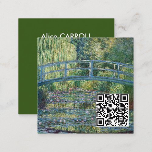 Claude Monet _ Green Harmony _ QR Code Square Business Card