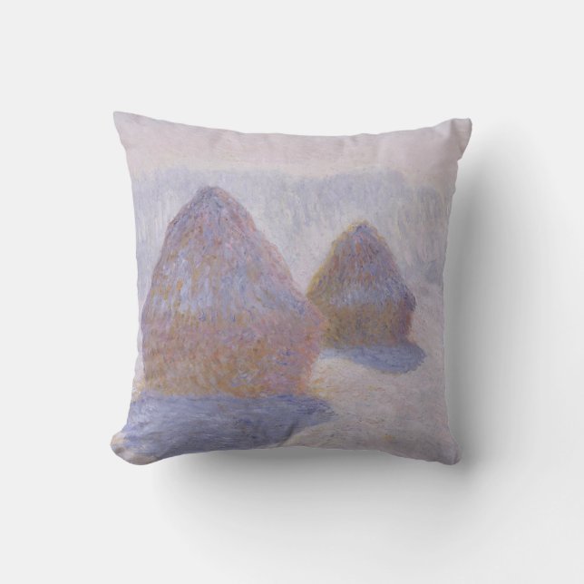 Claude Monet | Haystacks Effect of Snow and Sun Throw Pillow (Front)