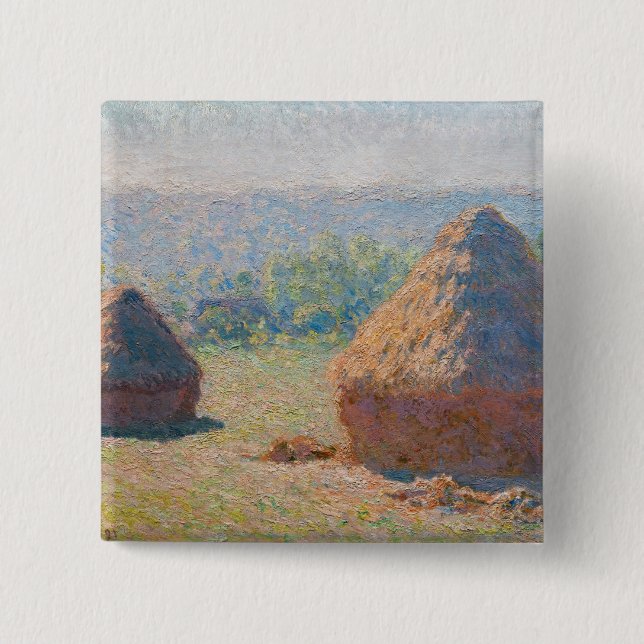 Claude Monet - Haystacks, end of Summer Button (Front)