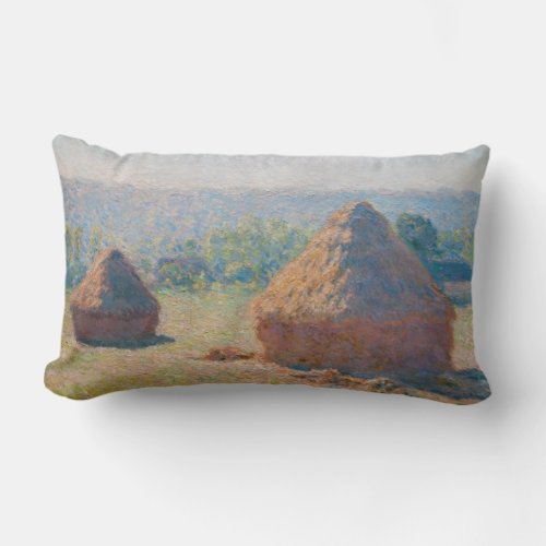 Claude Monet _ Haystacks end of Summer Lumbar Pillow
