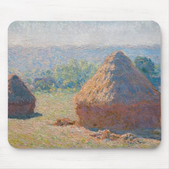 Claude Monet - Haystacks, end of Summer Mouse Pad (Front)