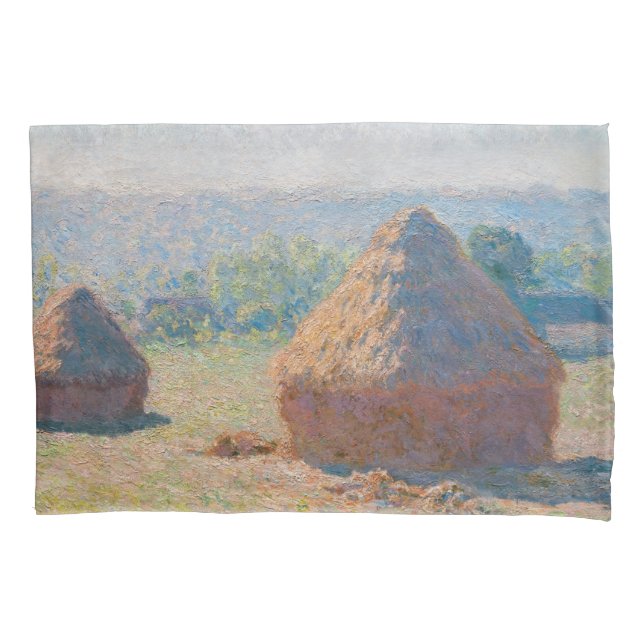 Claude Monet - Haystacks, end of Summer Pillow Case (Front)