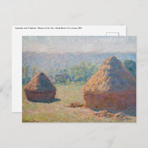 Claude Monet _ Haystacks end of Summer Postcard