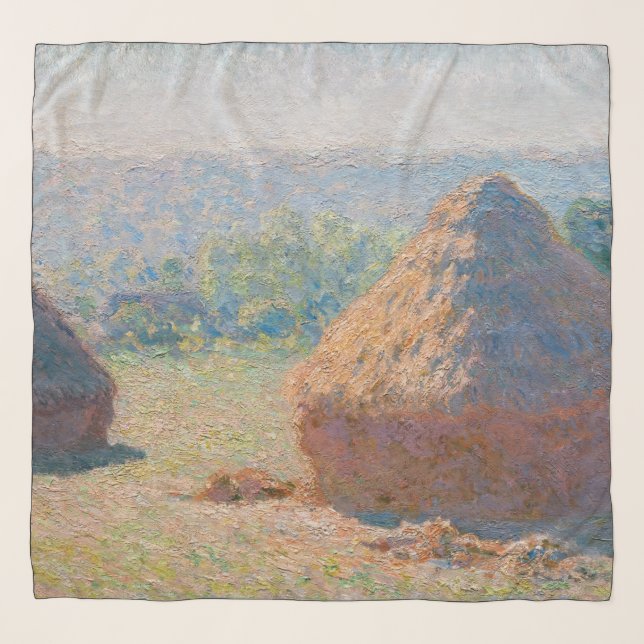 Claude Monet - Haystacks, end of Summer Scarf (Front (Horizontal))