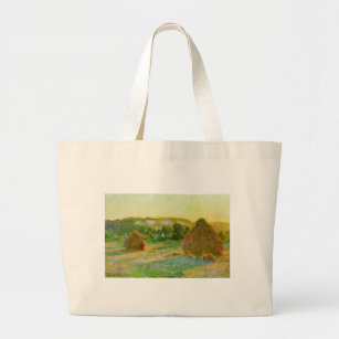 Custom Promenade Woman by Claude Monet Large Tote Bag with Rope Handles