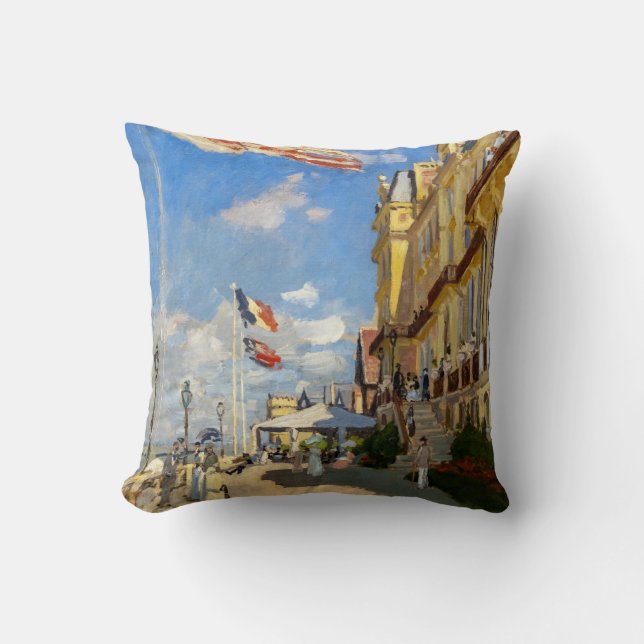 Claude Monet - Hotel des Roches Noires, Trouville Throw Pillow (Front)