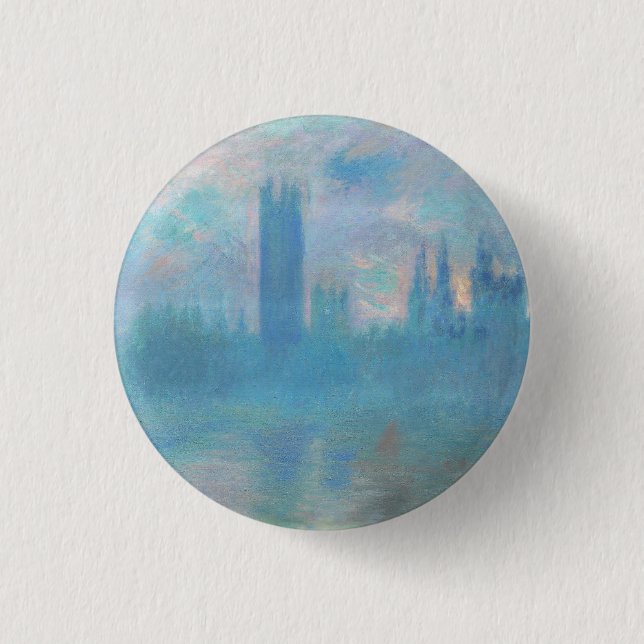 Claude Monet. Houses of Parliament London. Blue Button (Front)