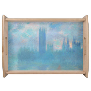 Claude Monet Houses of Parliament London. Blue Serving Tray