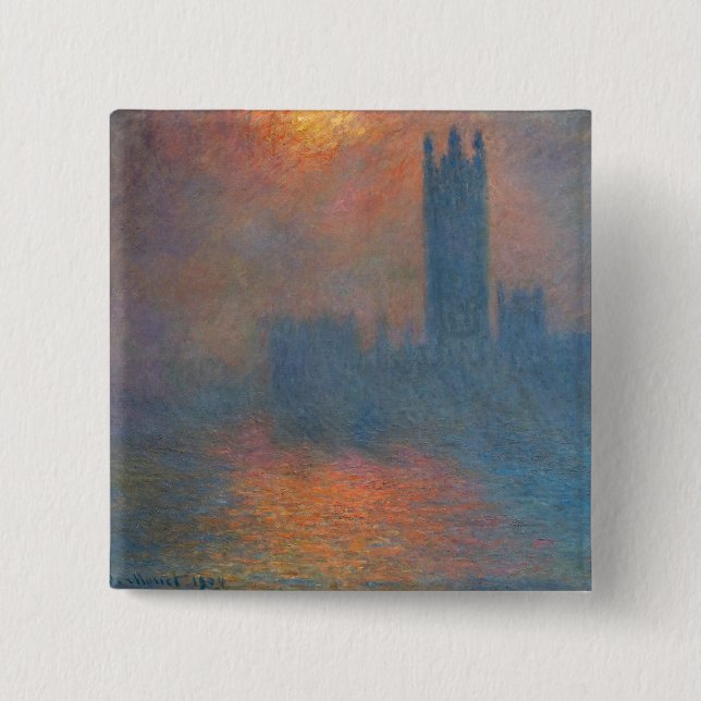 Claude Monet - Houses of Parliament London Button (Front)