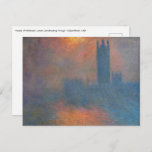 Claude Monet - Houses of Parliament London Postcard<br><div class="desc">Houses of Parliament,  London,  Sun Breaking Through / Londres,  le Parlement,  Trouée de soleil dans le brouillard by Claude Monet in 1904</div>