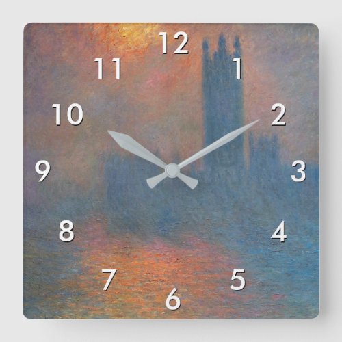 Claude Monet _ Houses of Parliament London Square Wall Clock