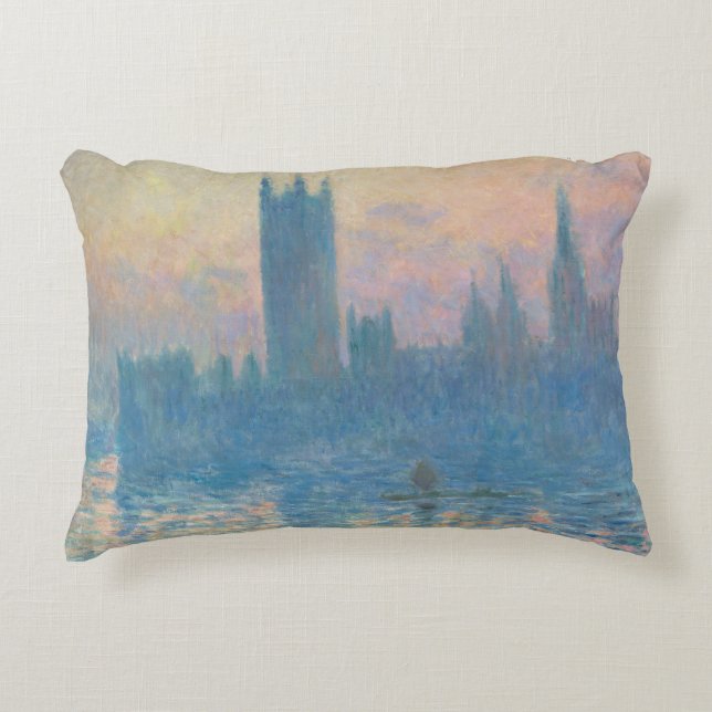 Claude Monet Houses of Parliament Sunset Accent Pillow (Front)