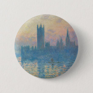 Claude Monet Houses of Parliament Sunset Button