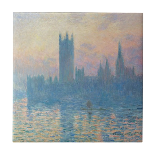 Claude Monet Houses of Parliament Sunset Ceramic Tile (Front)