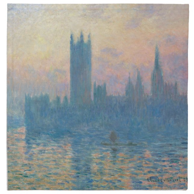 Claude Monet Houses of Parliament Sunset Cloth Napkin (Front)