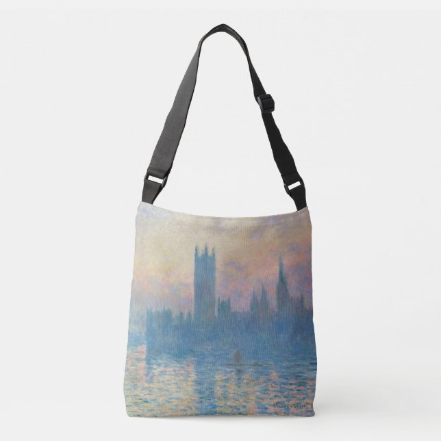 Claude Monet Houses of Parliament Sunset Crossbody Bag (Front)