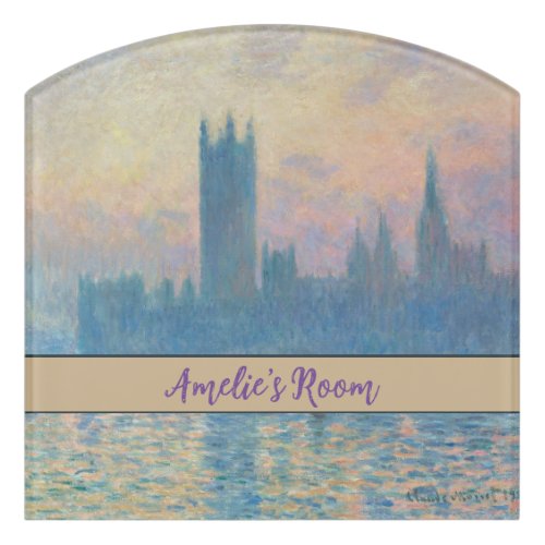 Claude Monet Houses of Parliament Sunset Door Sign