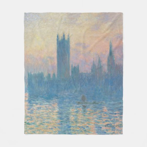 Claude Monet Houses of Parliament Sunset Fleece Blanket