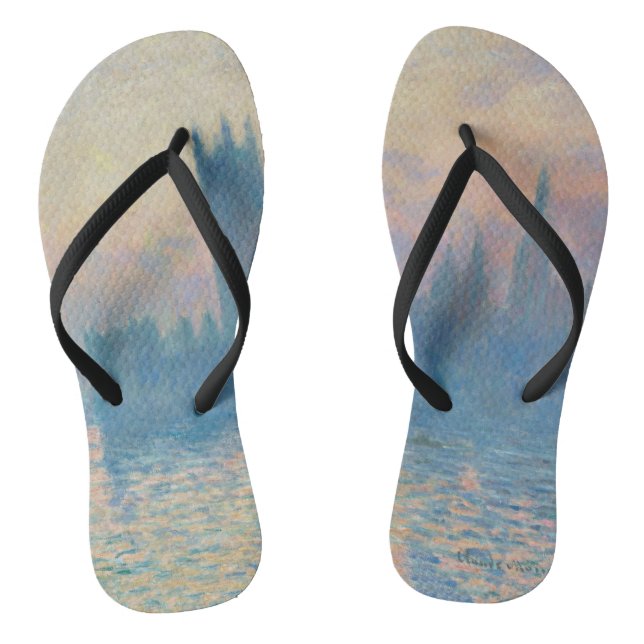 Claude Monet Houses of Parliament Sunset Flip Flops (Footbed)