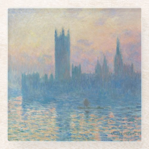 Claude Monet Houses of Parliament Sunset Glass Coaster