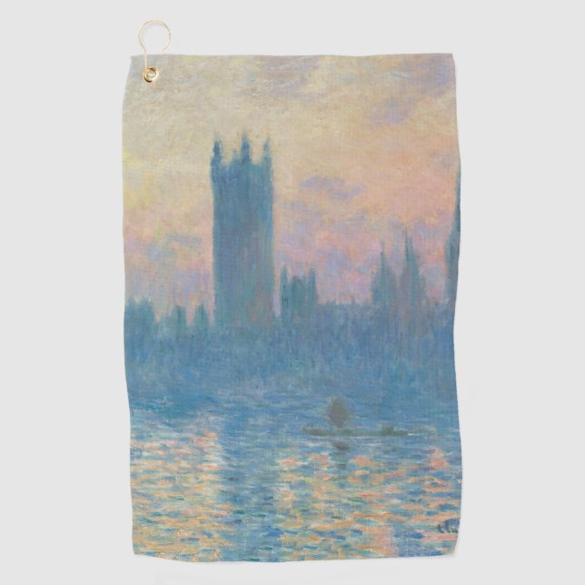 Claude Monet Houses of Parliament Sunset Golf Towel (Front)