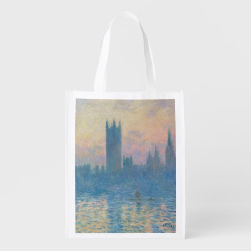 Claude Monet Houses of Parliament Sunset Grocery Bag