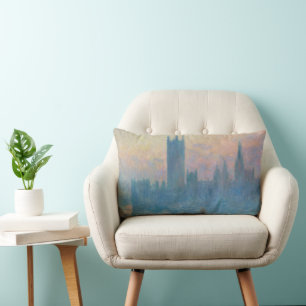 Claude Monet Houses of Parliament Sunset Lumbar Pillow