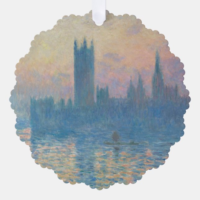 Claude Monet Houses of Parliament Sunset Ornament Card (Front)