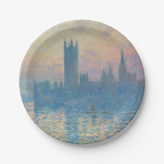 Claude Monet Houses of Parliament Sunset Paper Plates (Front)